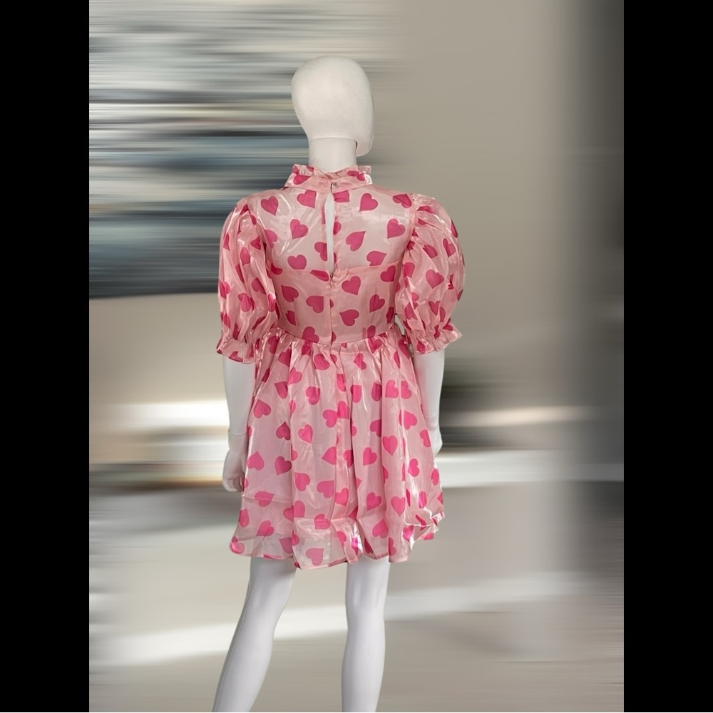 Peach Love California Pink Heart Sheer Mini Dress - Picture 8 of 13